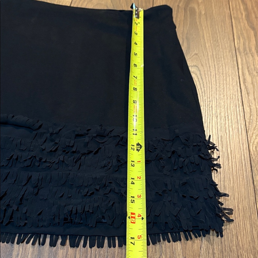 Elie Tahari Black Mini Skirt with Fringe Accent - Picture 9 of 9